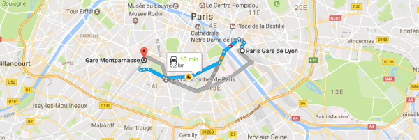 Gare de Lyon Gare Montparnasse en Taxi